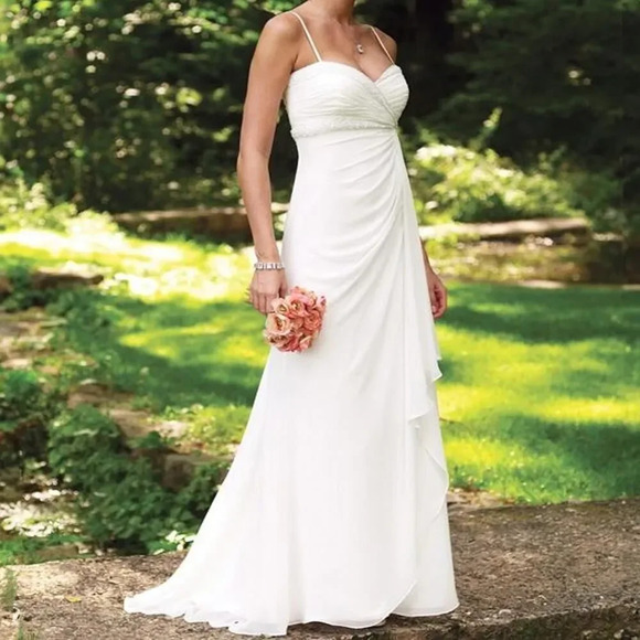 Dessy Group White Formal Bridal Debutant Dress Gown Size XS - Picture 1 of 7